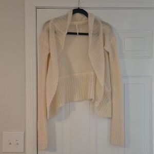 Free People Mohair Ruffle Trim Open Front Crop Cardigan Size Medium